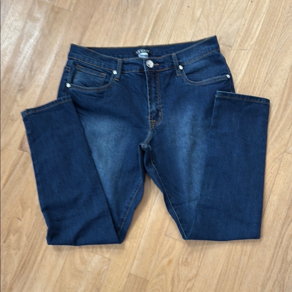 Venus skinny stretch embellished Women's dk blue faded Jeans 12S
